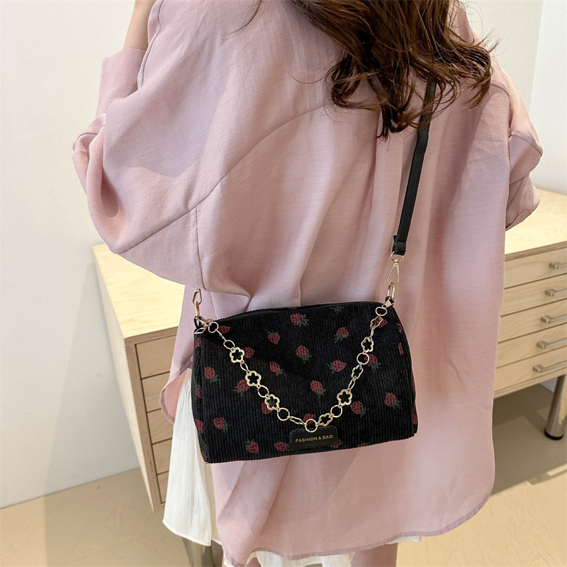 Korean version Instagram fashion cute girl pillow bag 2024 summer new simple casual corduroy single shoulder diagonal_voghion.com