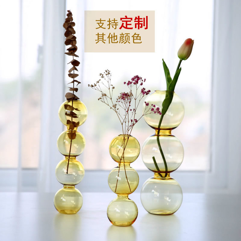 INS florero esférico florero de vidrio burbuja española transparente simple floral decoración del hogar adornos