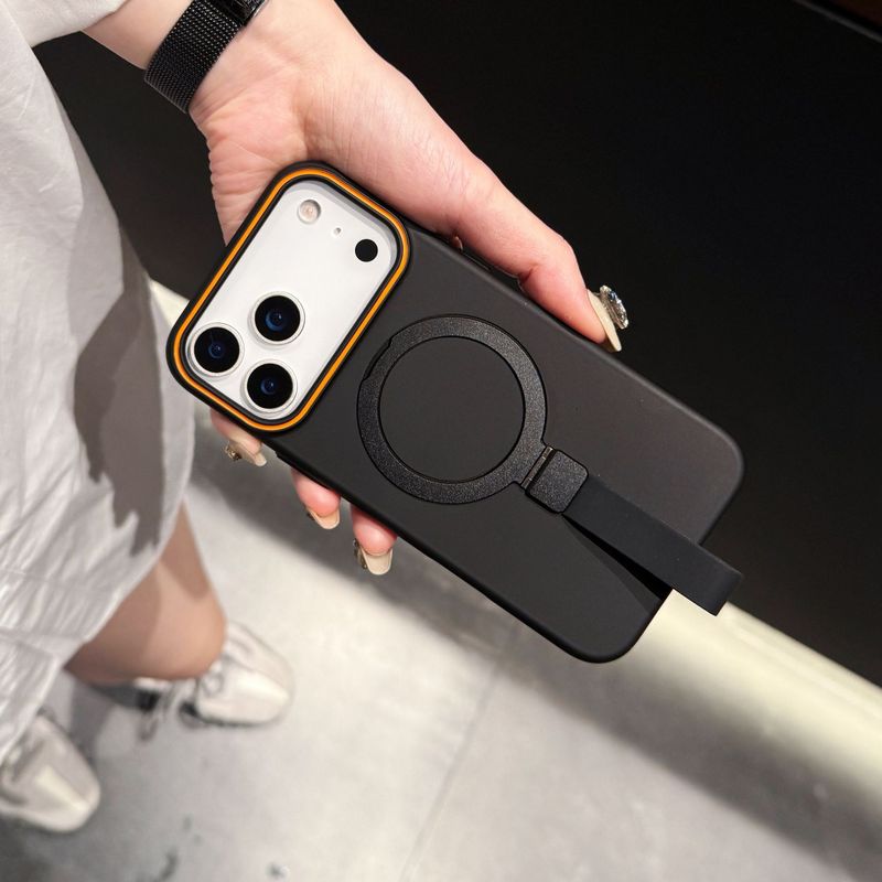 适用苹果17Promax金属支架手机壳挂绳iPhone16防摔防滑PC肤感硬壳|undefined
