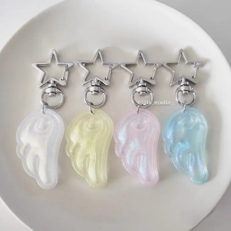 韓国インニッチ古代甘い星天使の羽キーホルダー携帯電話ペンダント AirPods バッグペンダント|undefined