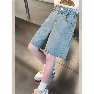 Children's Stylish Jeans, Girls' Loose Shorts, Girls' Korean Style Hot Pants, Big Kidsren's Pants, 2025 Summer New Styles