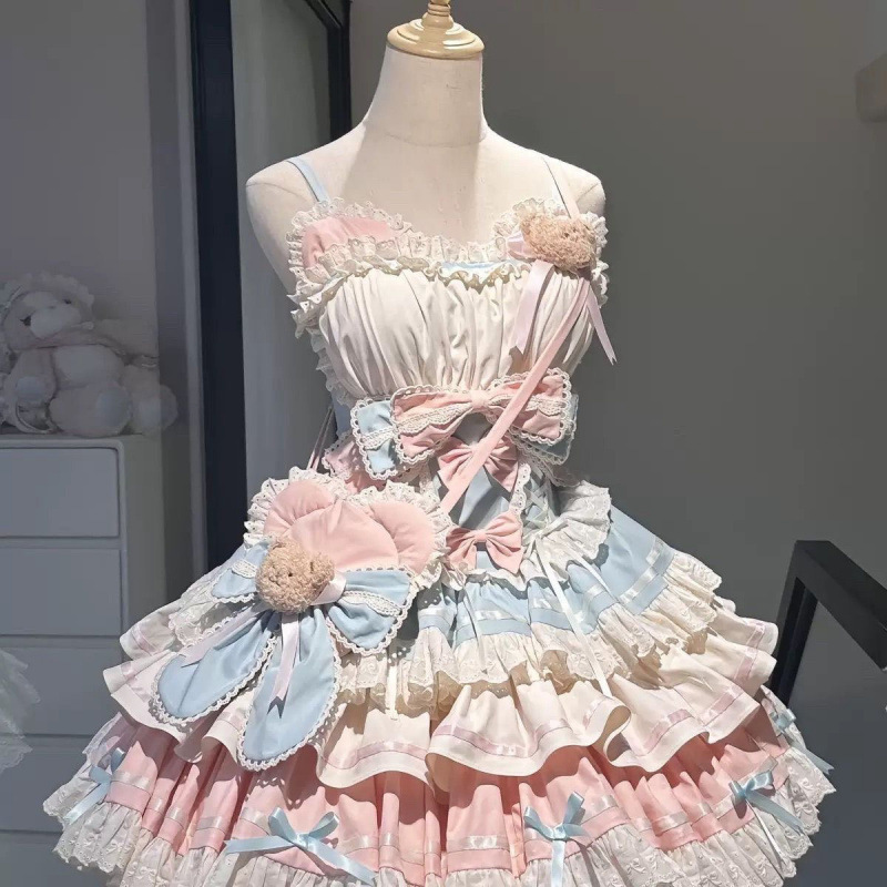 フランスの初恋ミルクスイートドレス雰囲気ロリータプリンセスパフケーキロリータドレス|undefined