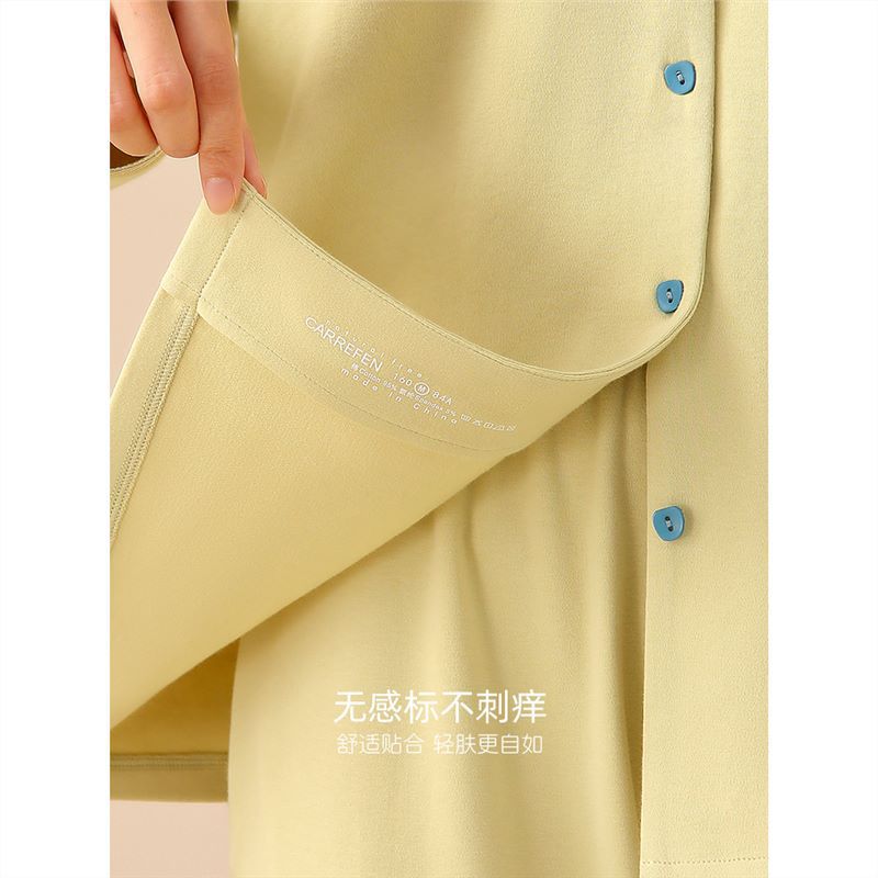 Pareja de pijamas de mujer de primavera y otoño de algodón puro de manga larga para el hogar traje de mujer para hombre