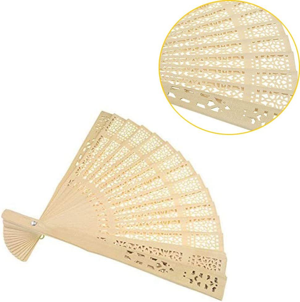 Hay en stock ventiladores de madera fragantes en forma de flor de impacto completo, ventiladores de madera de flor Yang, y ambos estilos están disponibles.