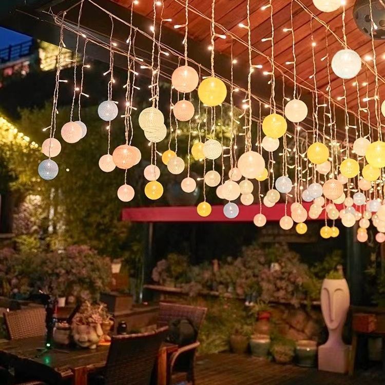 Lichterkette mit 120 LEDs in Baumwollkugelform – 4 m lange, wasserdichte Lichterkette (IP54) für Feste, Hochzeiten und Heimdekoration_voghion.com