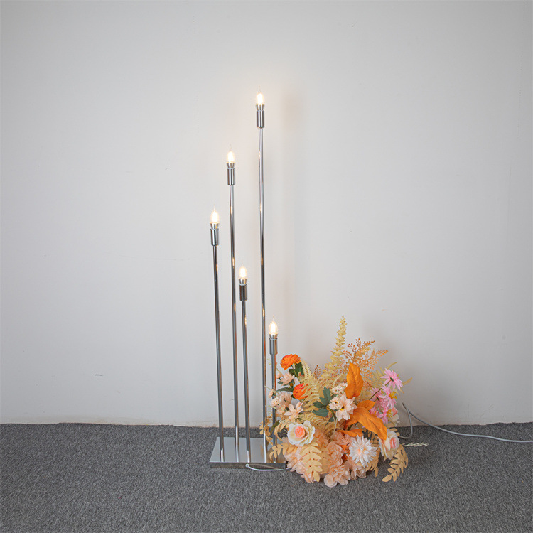 Boda carretera plomo lámpara apoyos 5-cabeza estrella carretera plomo lámpara boda salón lugar diseño decoración apoyos vela titular Decoración image 5