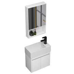 Wholesale small apartment stainless steel bathroom cabinet mini extremely narrow wash basin cabinet combination simple wall-mounted wash basin small