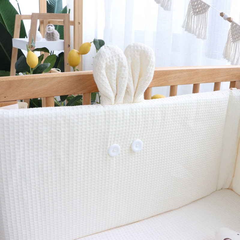 Pure Cotton Waffle Crib Bed Wall One-piece Removable and Washable Bedding Kit Baby Anti-collision Cloth Bed Wall