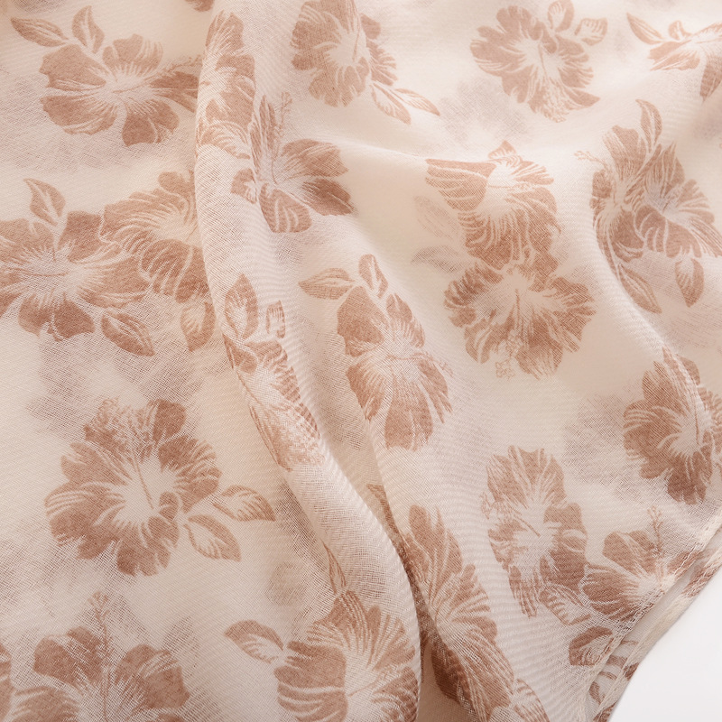 2021 nuevo color puro caqui azul impreso borla Toalla de playa flor artística algodón y lino siente bufanda de seda bufanda de mujer