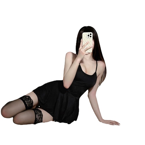 Pure desire suspender skirt, sexy lingerie, sexy see-through large size nightgown, cute female backless temptation uniform, dropshipping