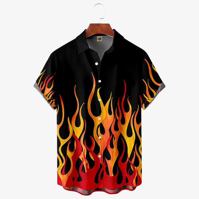 Factory Direct Sales Men's Shirts 3D Summer Casual Red Flame Hawaiian Shirt Men's Summer Short-Sleeved Shirt Factory Direct Sales Men's Shirts 3D Summer Casual Red Flame Hawaiian Shirt Men's Summer Short-Sleeved Shirt