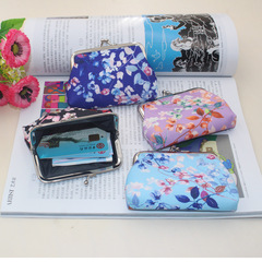 2022新款 4寸可放卡搭扣零錢包 布藝花枝硬幣包小號化妝包口紅包