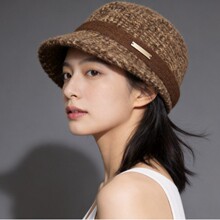 新款冬季帽子保暖百搭镂空显脸小防风毛绒毛呢韩系女款小众马术帽