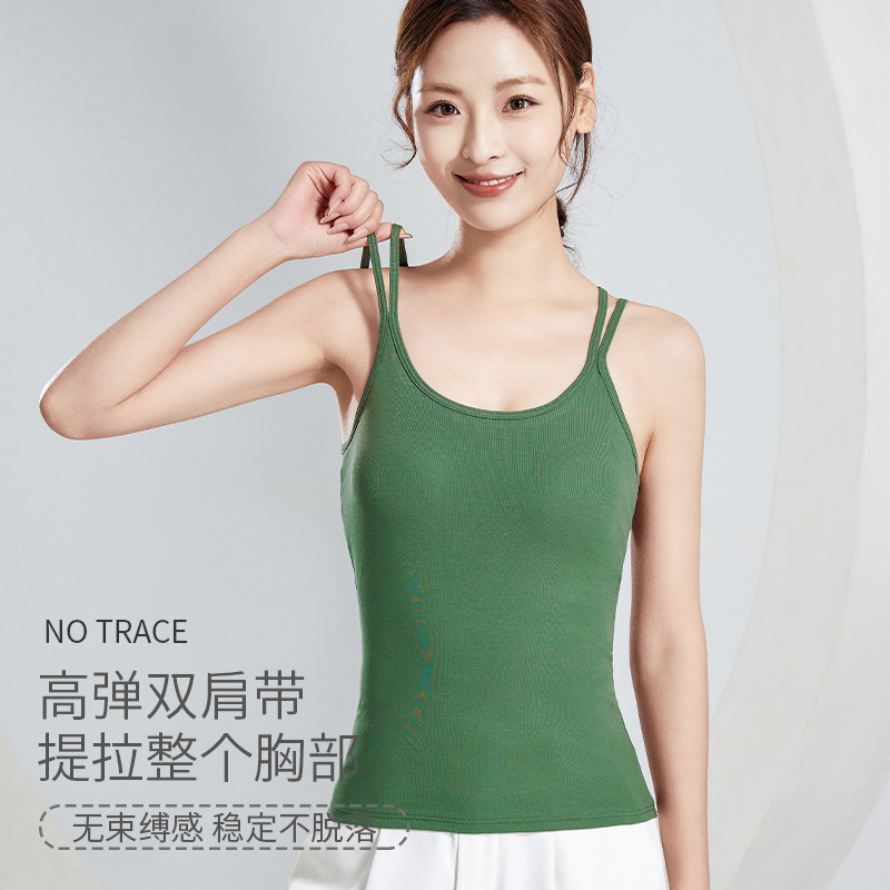 吊帶背心女內搭帶胸墊夏季文胸一體u型美背內衣外穿打底抹胸上衣