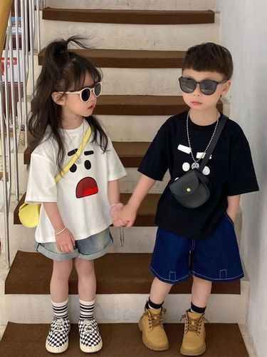 Girls short-sleeved T-shirt pure cotton  new summer clothes boys half-sleeved T-shirt tops baby cotton bottoming