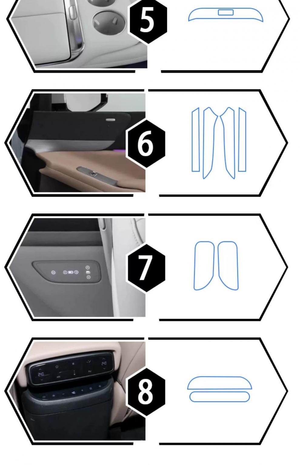Suitable for Xpeng X9 interior protective film, center console instrument panel navigation gear shift film, screen car decoration accessories - TPU high quality