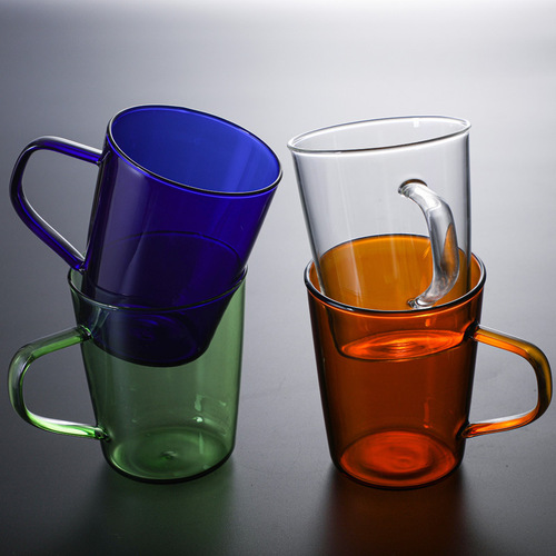 批发家居日用创意玻璃杯彩色咖啡杯牛奶杯早餐杯茶杯水杯玻璃个杯