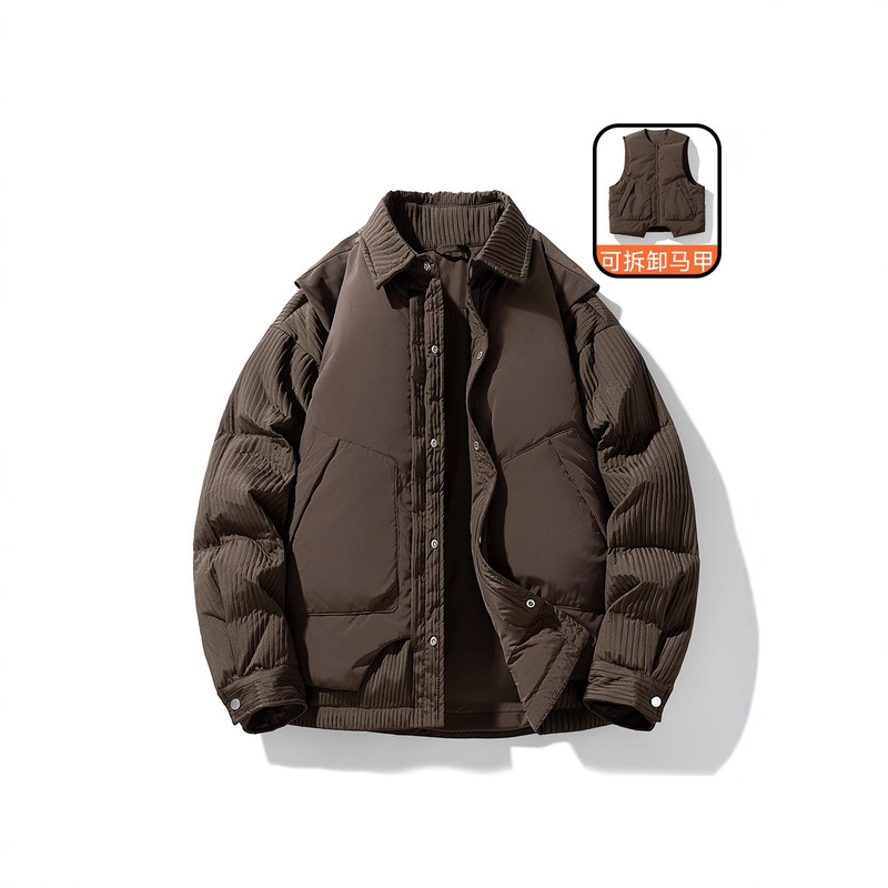 Men's Down Jacket Detachable Vest Three Wear White Duck Down Jacket Men's All-match Loose Warm Couple's Jacket Men's None Men's Down Jacket Detachable Vest Three Wear White Duck Down Jacket Men's All-match Loose Warm Couple's Jacket Men's None