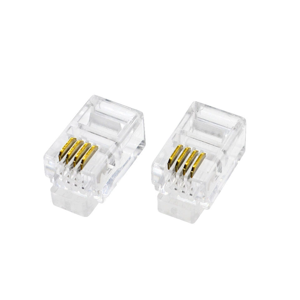Fangbei two-prong gold-plated 4P4C telephone connector RJ9 4-core handset cable crystal head telephone crystal head