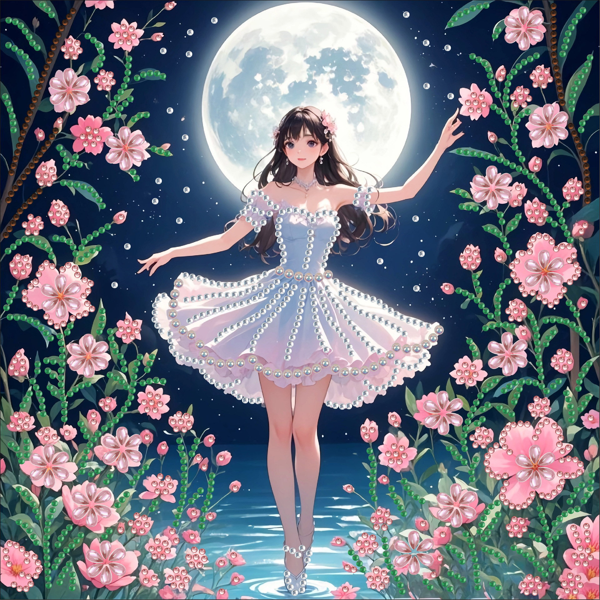 Pintura de Diamantes 5D con Forma Irregular de Princesa de Fantasía, Pintura de Diamantes DIY, Pintura de Diamantes con Puntos de Cristal, 30×30