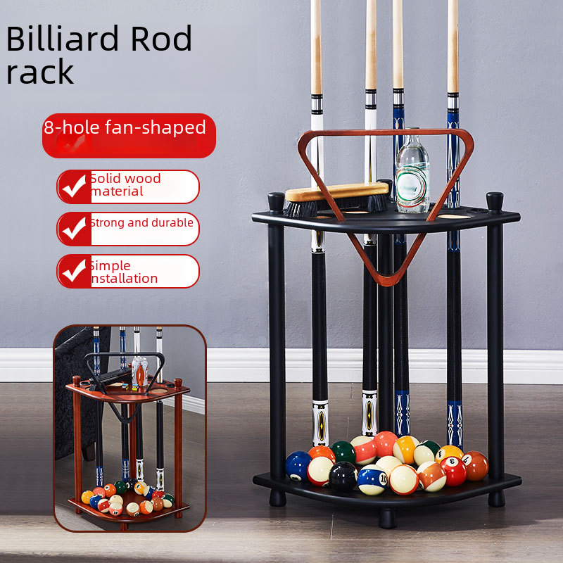 The new solid wood club rack 8 shots landing -style billiards stand snapstone 8 -hole fan -shaped venue pool rack multi -color
