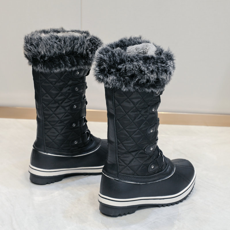 Transfronterizo en la acción de comercio exterior europeo y americano más tamaño alto leggings plana de lana gruesa botas de nieve caliente fábrica al por mayor de una sola pieza de entrega