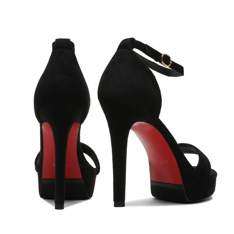 Platform Sandals 12 cm Square Heel, Waterproof Platform with Buckle Strap, Sizes 34–41