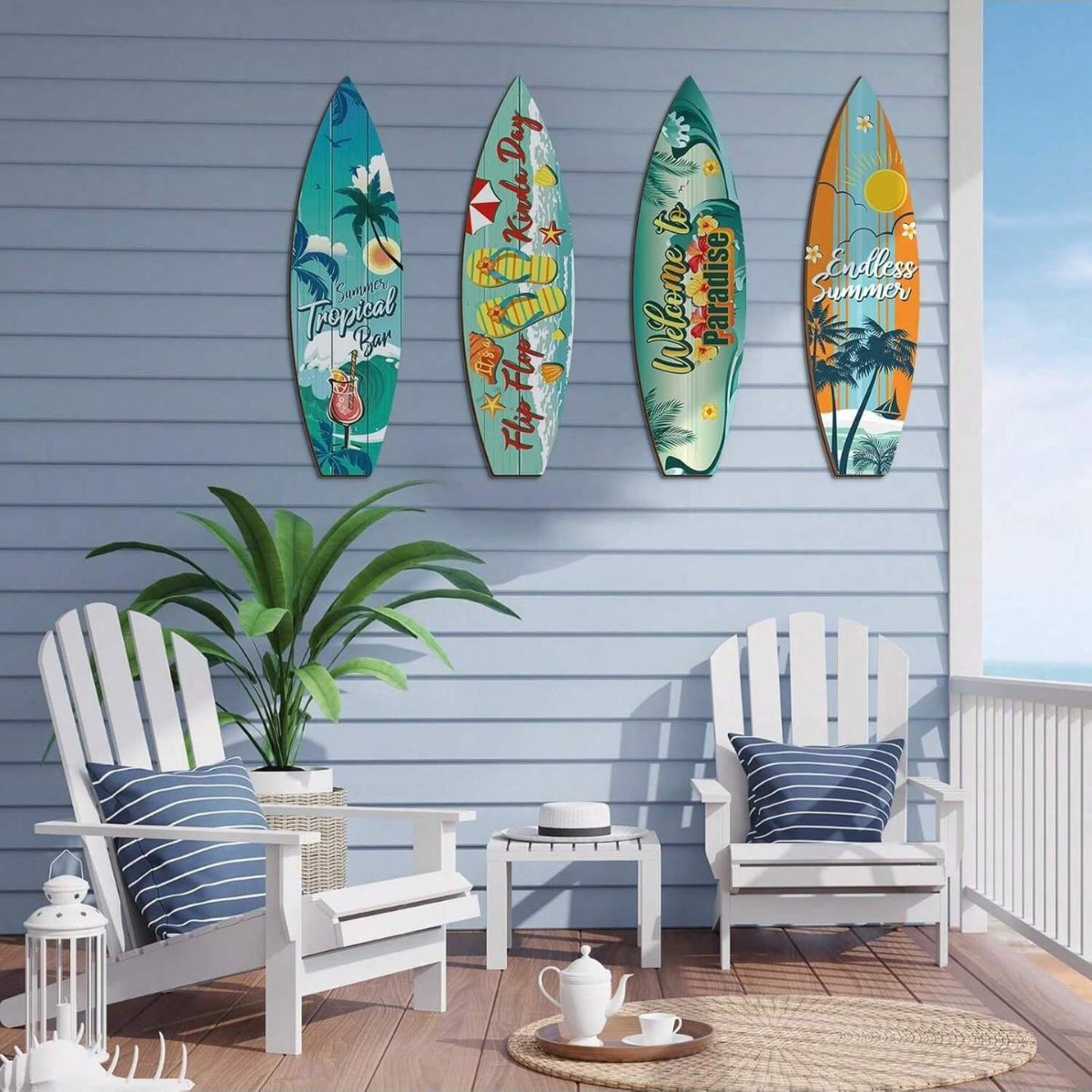 Decoración de pared de playa de madera temática de verano bar tropical decoración de pared de verano colgante de decoración de fiesta familiar
