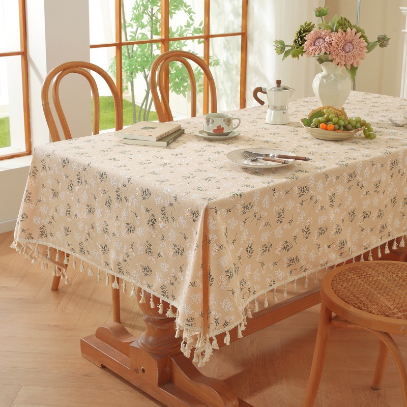 Lexuanxiu Tablecloth Ins Style Restaurant Atmosphere Rectangular Small Floral Tassel Picnic Tablecloth Coffee Table Cloth Manufacturer