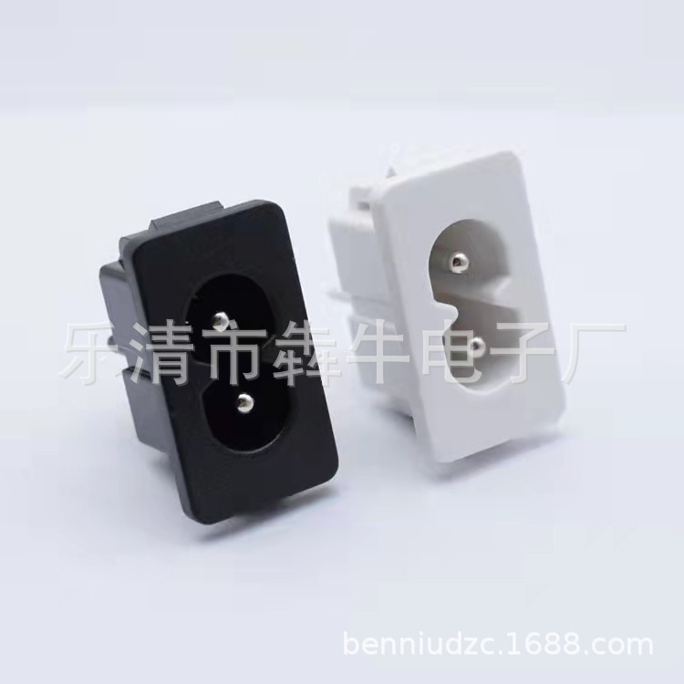 AC电源插座工业插座接线座180-B八字座端子座两孔插座C8公座8字型