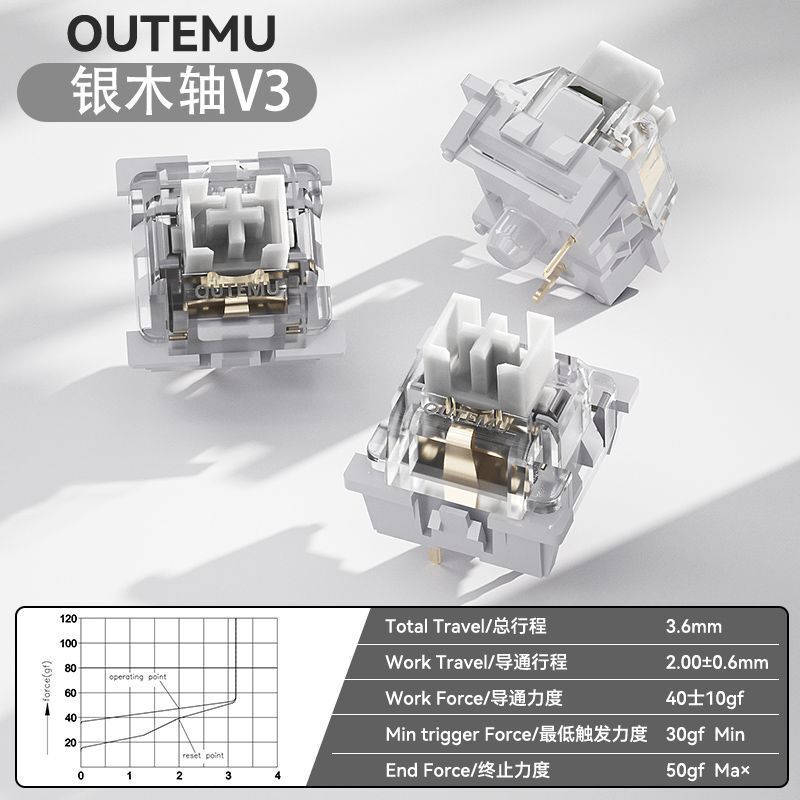 High-Tech V3 Linear Dustproof Silver Wooden Shaft Holder Sleeve Plug-In Welding Tripod Mahjong Stone Sound Shaft Switch