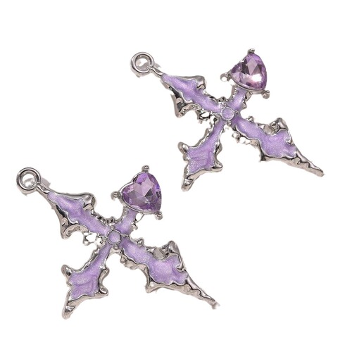 Fashion Violet Series Alloy Polaris Cross Love Pendant DIY Necklace Earrings Jewelry Accessories