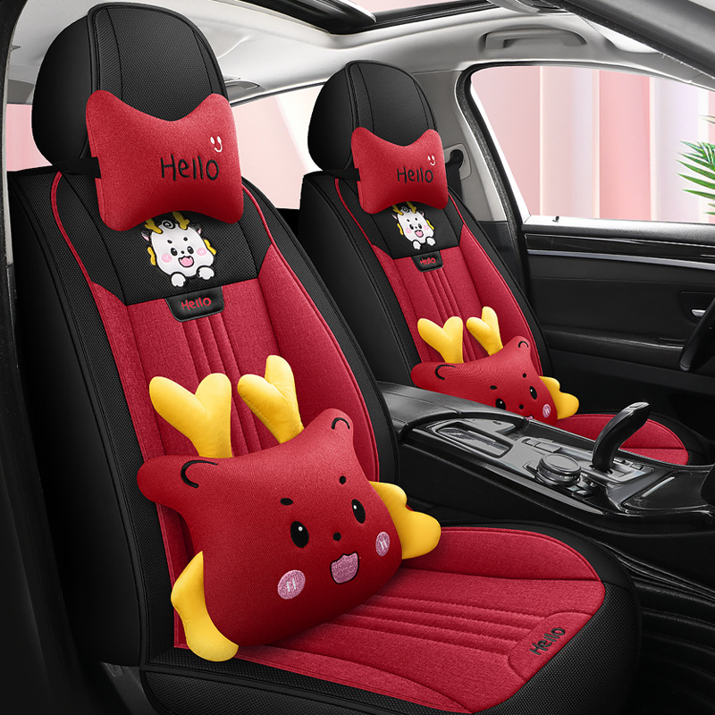 2018 새로운 GEELY VISION X6 SUV FOUR SEASONS CUSHION ALL-INCLUSIVE 적용 가능한 VISION X3 FOUR SEASONS LINEN CAR SEAT COVER