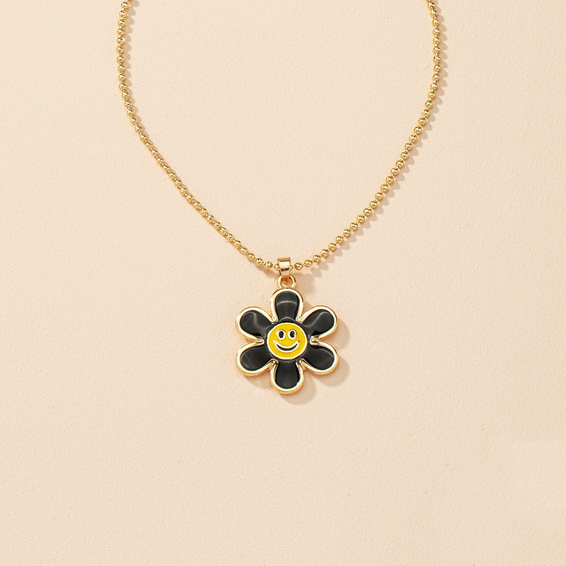 Fashion flower smiley alloy necklace wholesale