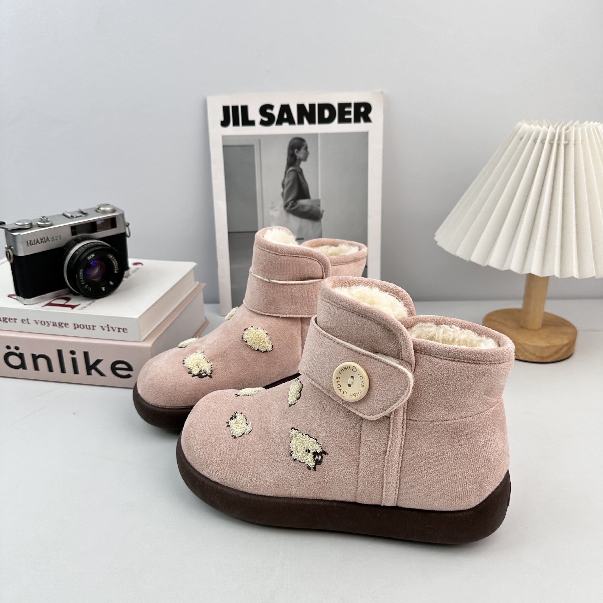 YuanWa retro botas de nieve de fondo grueso para mujeres 2025 nuevo invierno para usar más terciopelo grueso calentamiento zapatos de algodón 3508M image 4