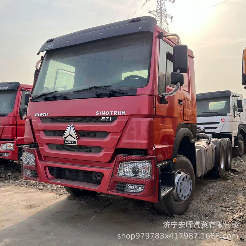 Export Howo Rear Eight-Wheel 4X2 Engineering Ladder Trailer 375 Horsepower Single-Axle Flatbed Excavator Transport Vehicle