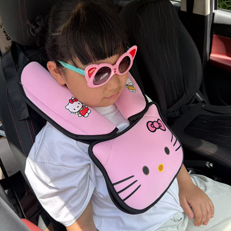 Cat Head Auxiliary Safety Belt Limiter Holder, Car Kids Safety Belt Adjustment Anti-Stranglehold Shoulder Protector