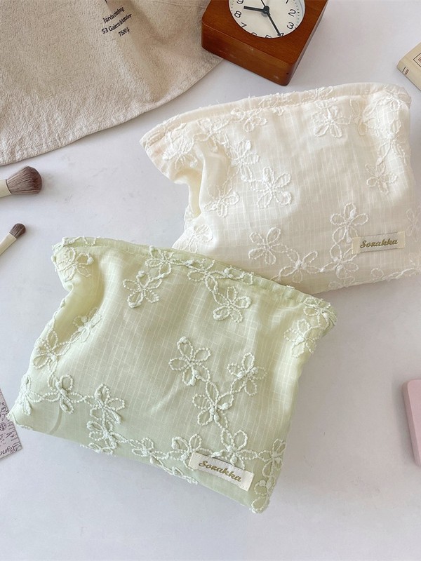 57317 蕾丝立体绣花化妆包口红护肤品便携式收纳袋大容量手拿包|undefined