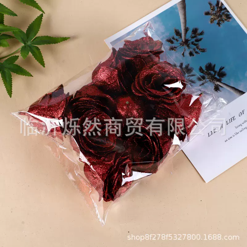 厂家直供金粉玫瑰蓝色妖姬玫瑰花婚庆装饰假花家居摆设干花绢花