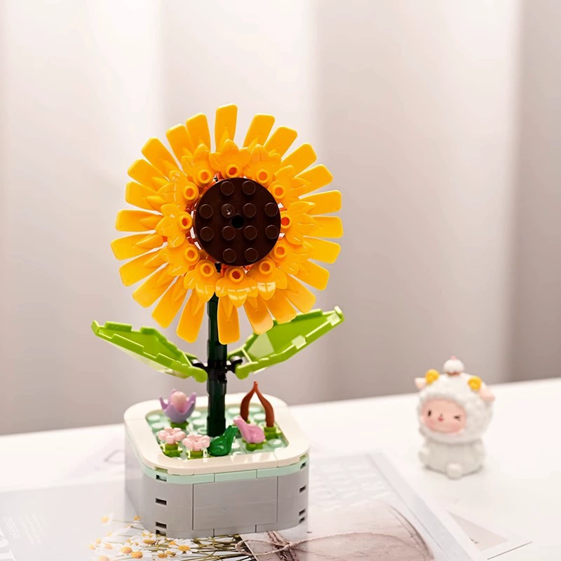 Lego, конструктор, умная игрушка, цветочный рисунок, подсолнечник, подарок на день рождения