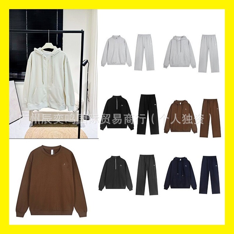 Cross-border high-end American retro loose-fitting stand-up collar half-zip heavy cotton hooded cardigan sweatshirt long-sleeve set with pants Cross-border high-end American retro loose-fitting stand-up collar half-zip heavy cotton hooded cardigan sweatshirt long-sleeve set with pants