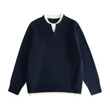 运动风格圆领长袖腈纶针织衫2026秋季青少年宽松透气罗纹底摆，男装针织衫/毛衣，星座614