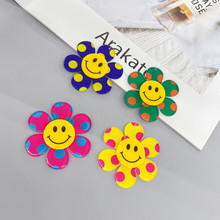 韩国亚克力55波点笑脸花3d印花手作头饰包包挂件DIY饰品配件材料