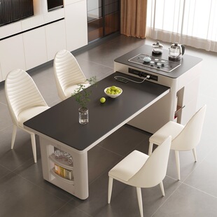 Intelligent Voice-Controlled Slate Island Dining Table Integrated Small-Sized Modern Simple Cream Style Electric Retractable Tea Bar
