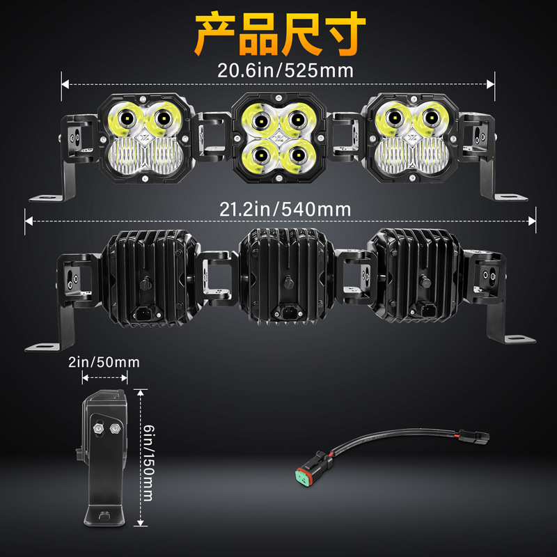 Car Roof Strip Light, Automotive Combo Spotlight, 24V/12V Compatible Single Row Tesla Welcome Light, High Beam Projector