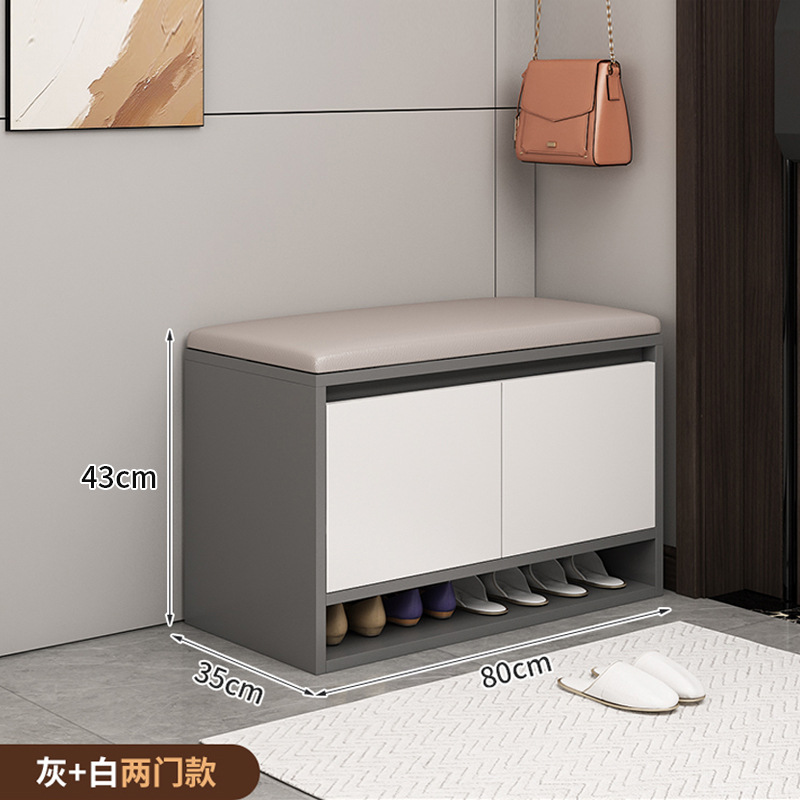 Taburete de cambio de zapatos en la puerta del hogar Taburete de zapatos simple moderno Taburete de asiento Gabinete bajo integrado almacenamiento a prueba de polvo Gabinete de zapatos pequeño