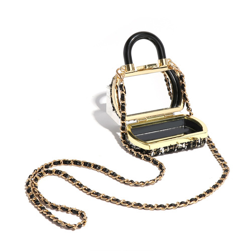 Hypnotic Little Black Dress Mini Lipstick Case with Mirror, Portable and Chic Crossbody Bag