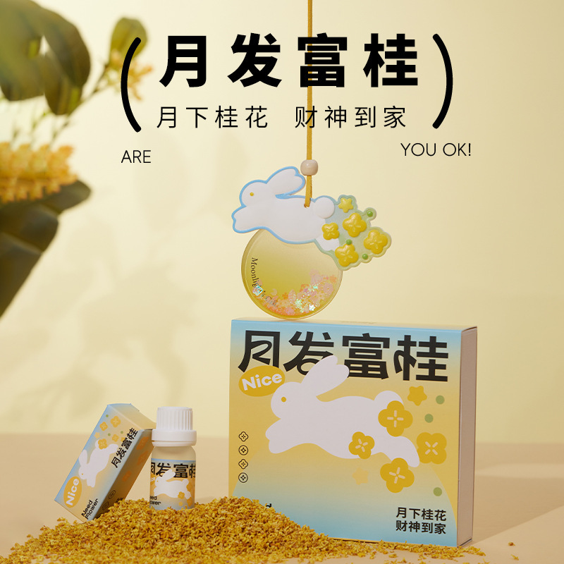 月发富桂中秋香薰石膏车载香挂伴手礼礼盒搭配企业礼品扩香石香片|undefined