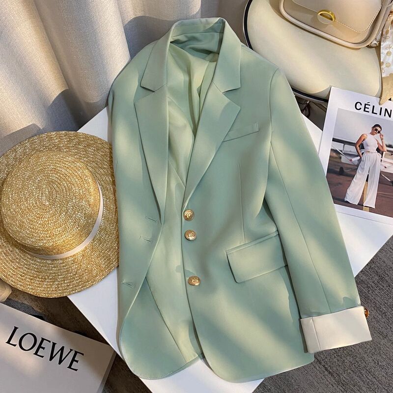 Spring and Autumn New Products New Products Cream Suit Jacket Women's Korean Style Casual Small Suit Off-White