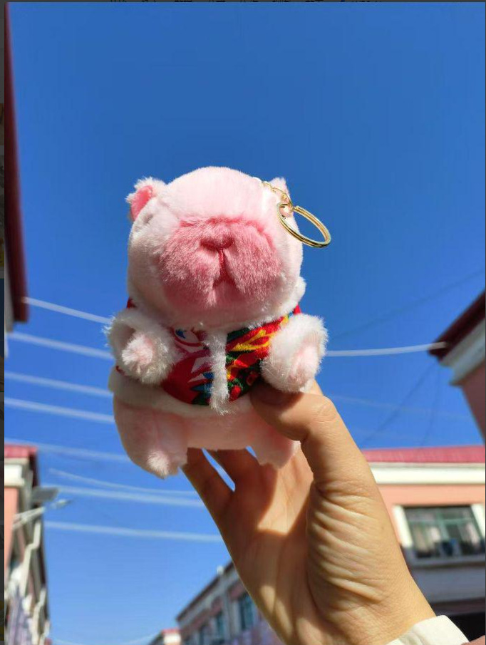 핑크색 꽃무늬 재킷 카피바라